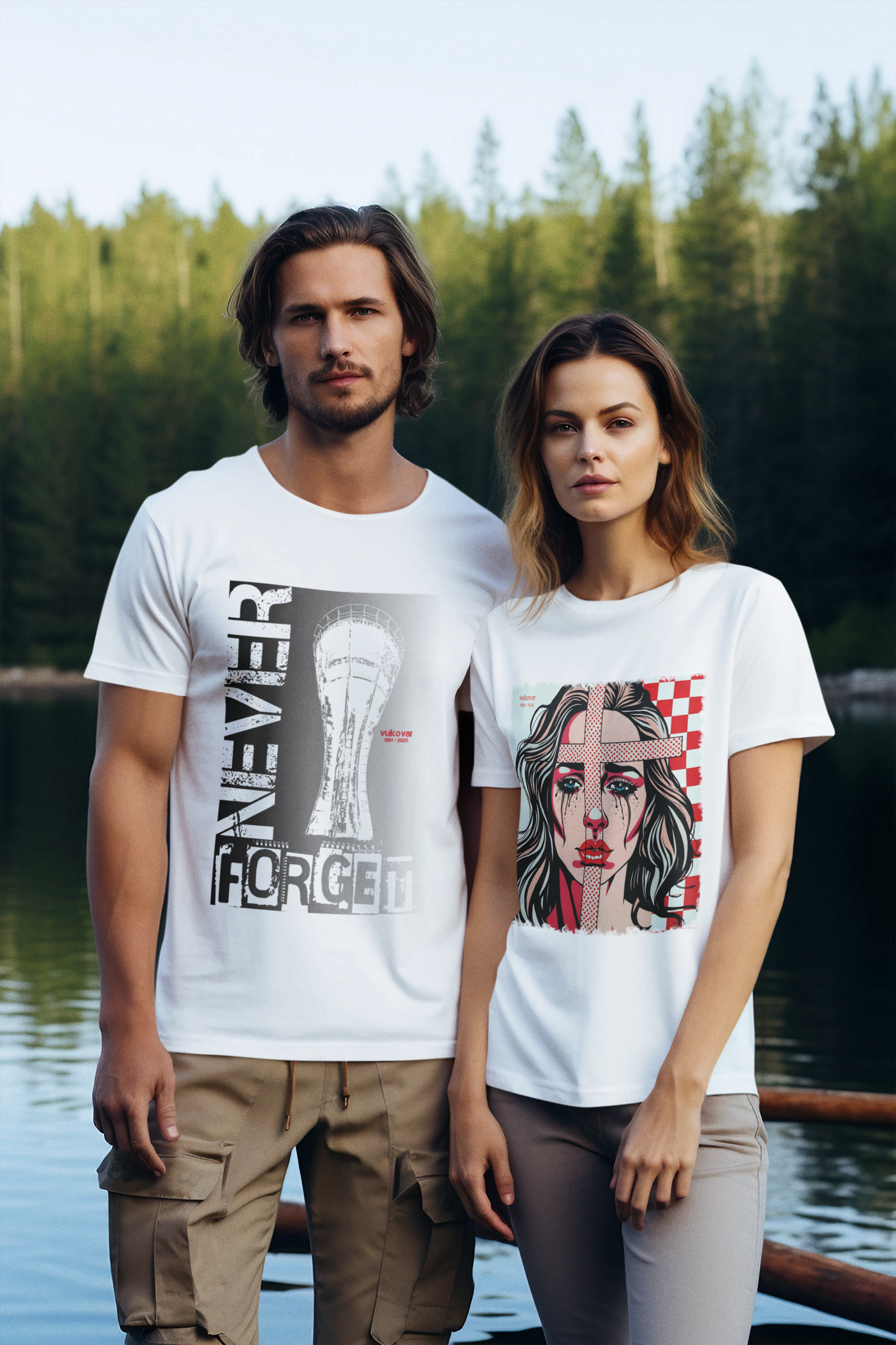 "Never Forget - Vukovar Water Tower 1991 - 2025" - Men Basic T-Shirt