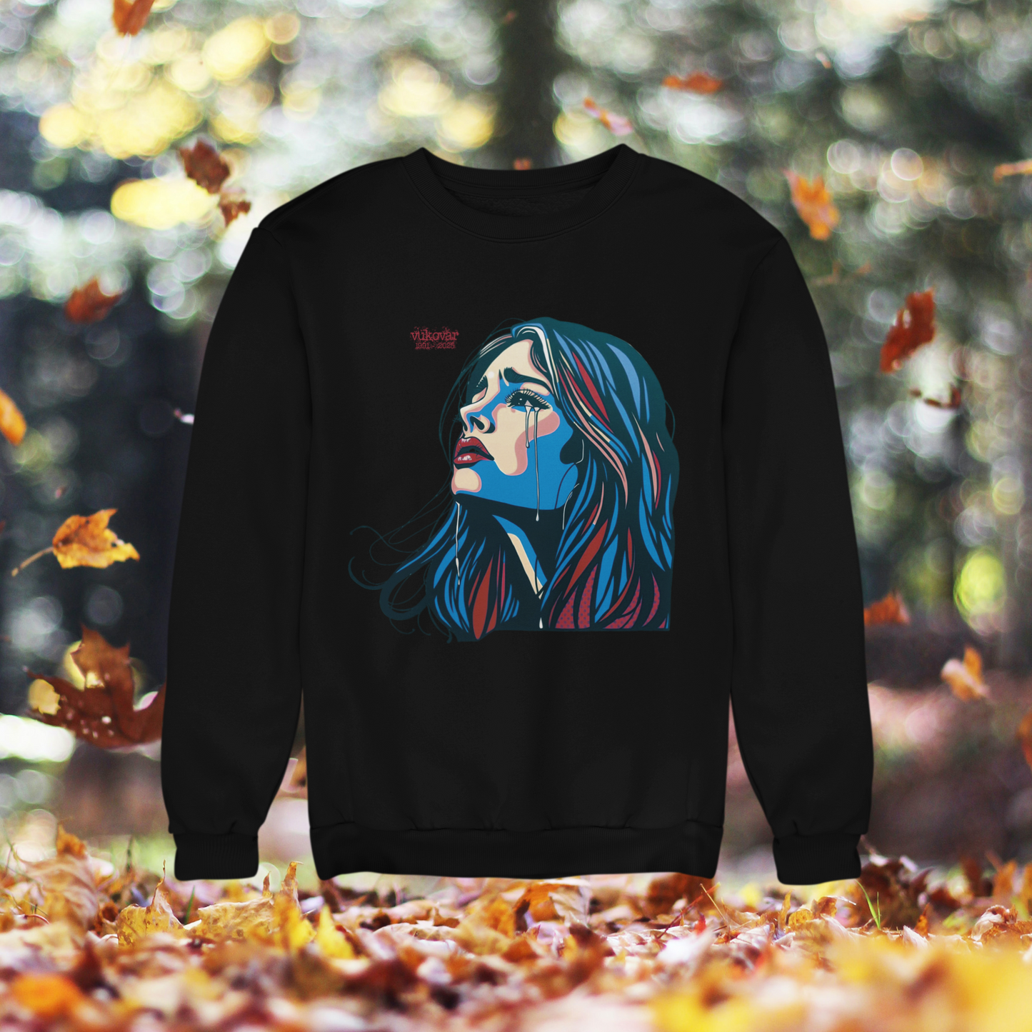 "Ponosno Stojim - Woman Crying / Vukovar 1991 - 2025" - Unisex Sweatshirt