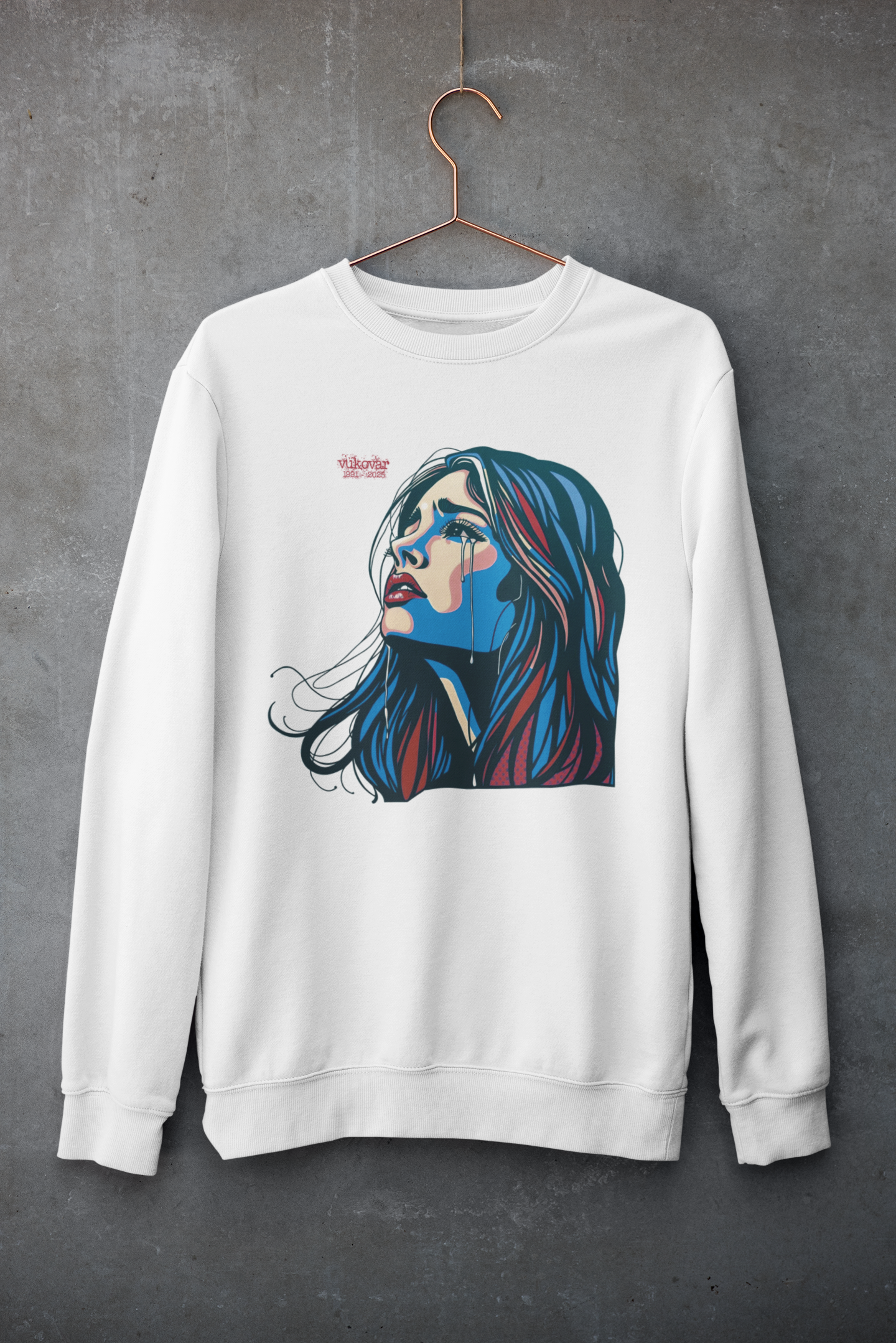 "Ponosno Stojim - Woman Crying / Vukovar 1991 - 2025" - Unisex Sweatshirt