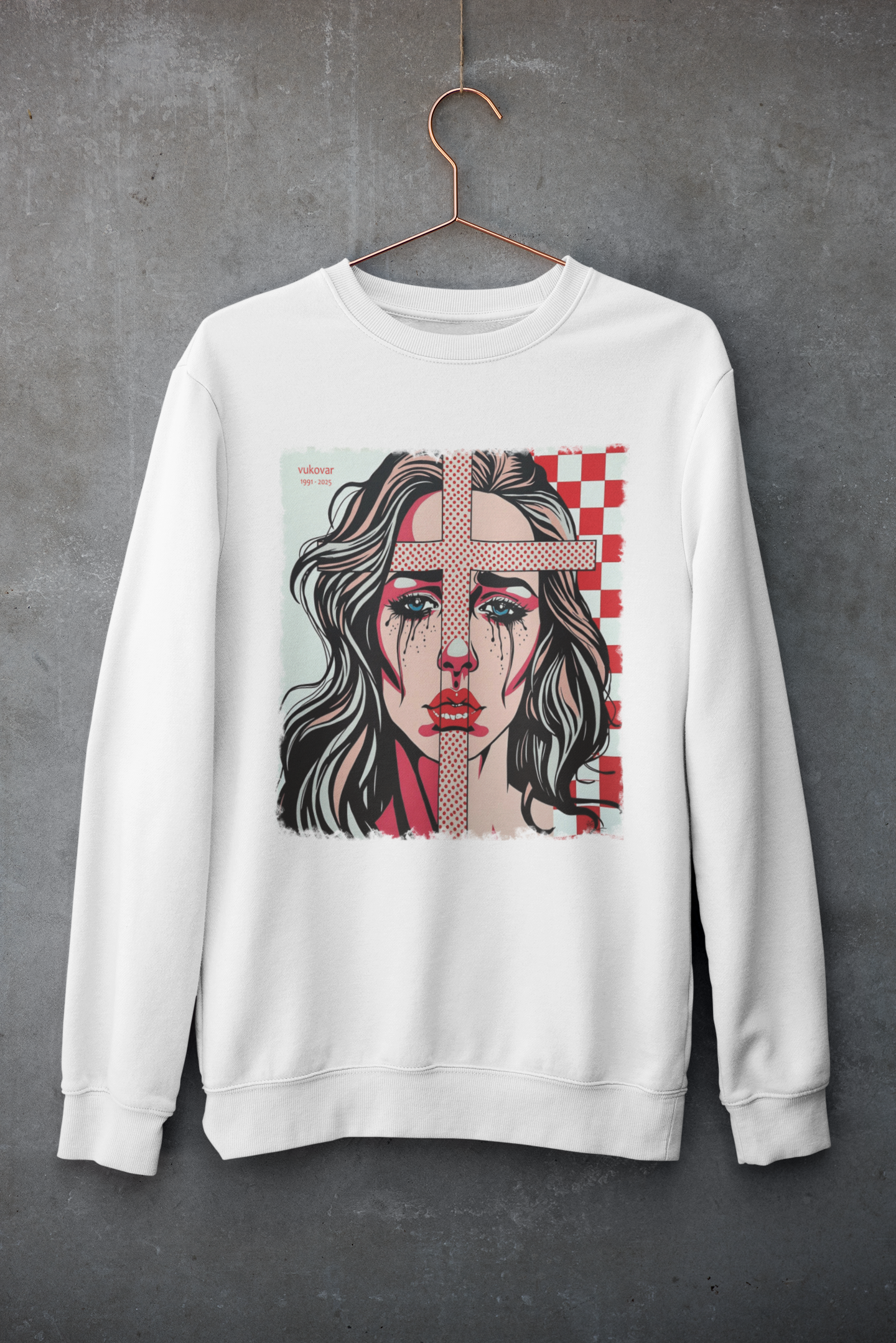 "Ponosno Stojim - Woman Crying 2 / Vukovar 1991 - 2025" - Unisex Sweatshirt